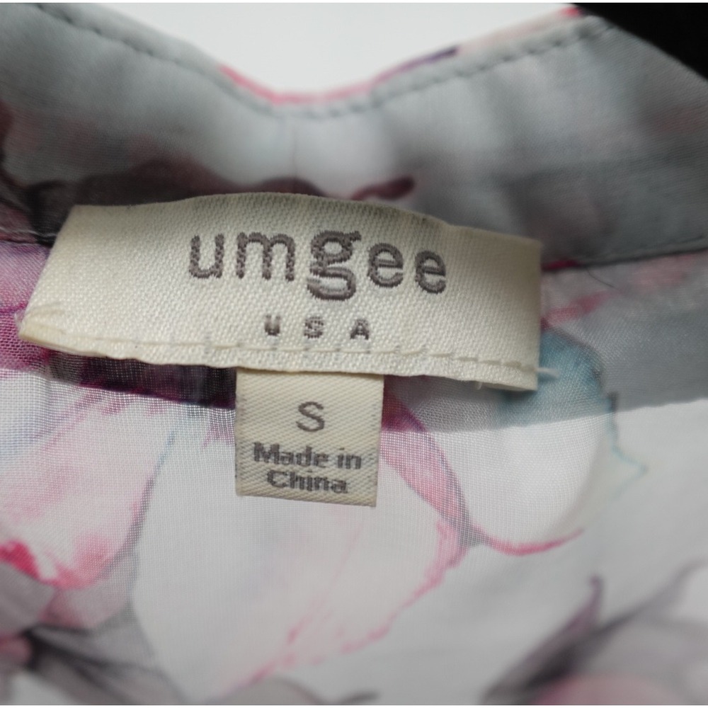 Umgee USA Pink Floral Sheer Button Down Blouse Long Sleeve Top A3854 Small - Picture 3 of 8